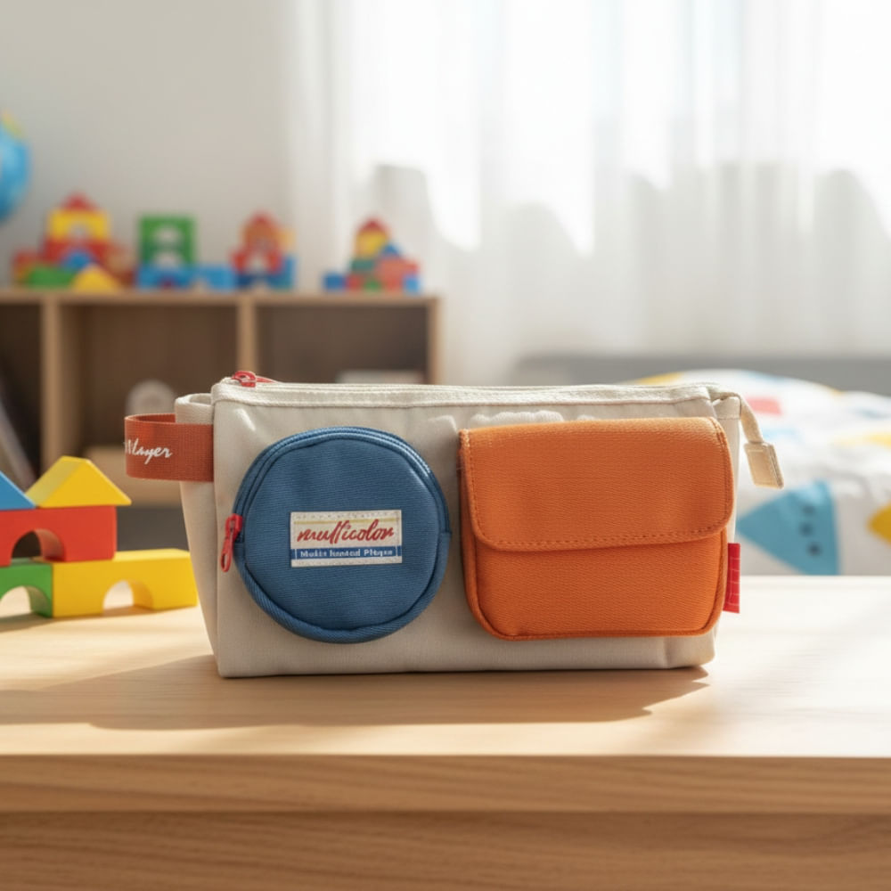 Cartuchera de 3 Compartimentos Gris