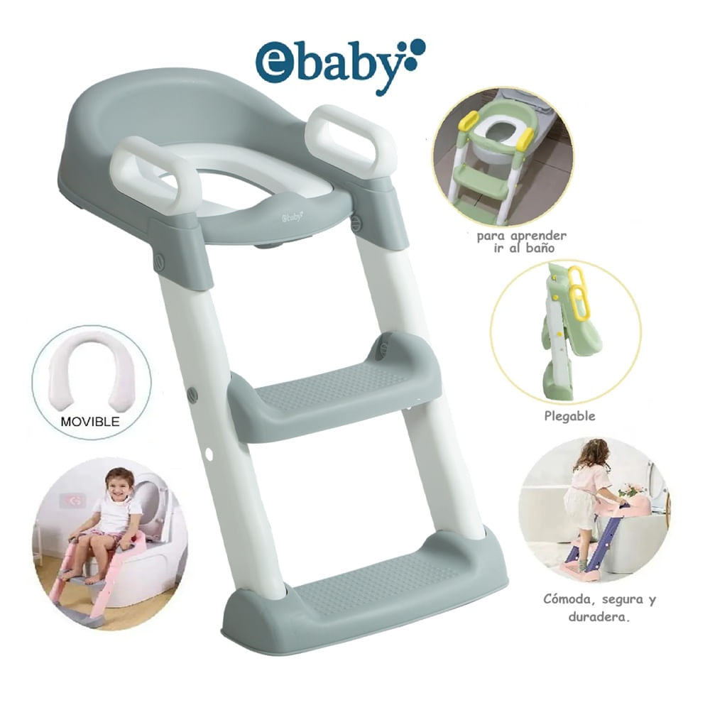Escalera de Baño para Bebes con Reposabrazos Plegable Gris