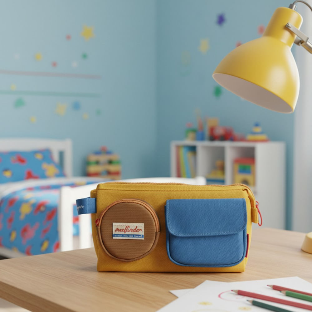 Cartuchera de 3 Compartimentos Amarillo