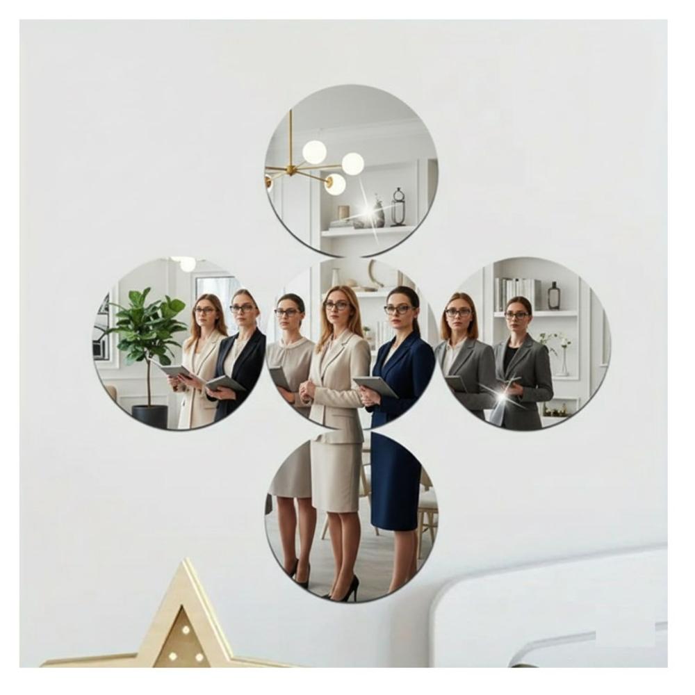 Espejo Adhesivo Circular 30cm Diametro Pack 5 Unds