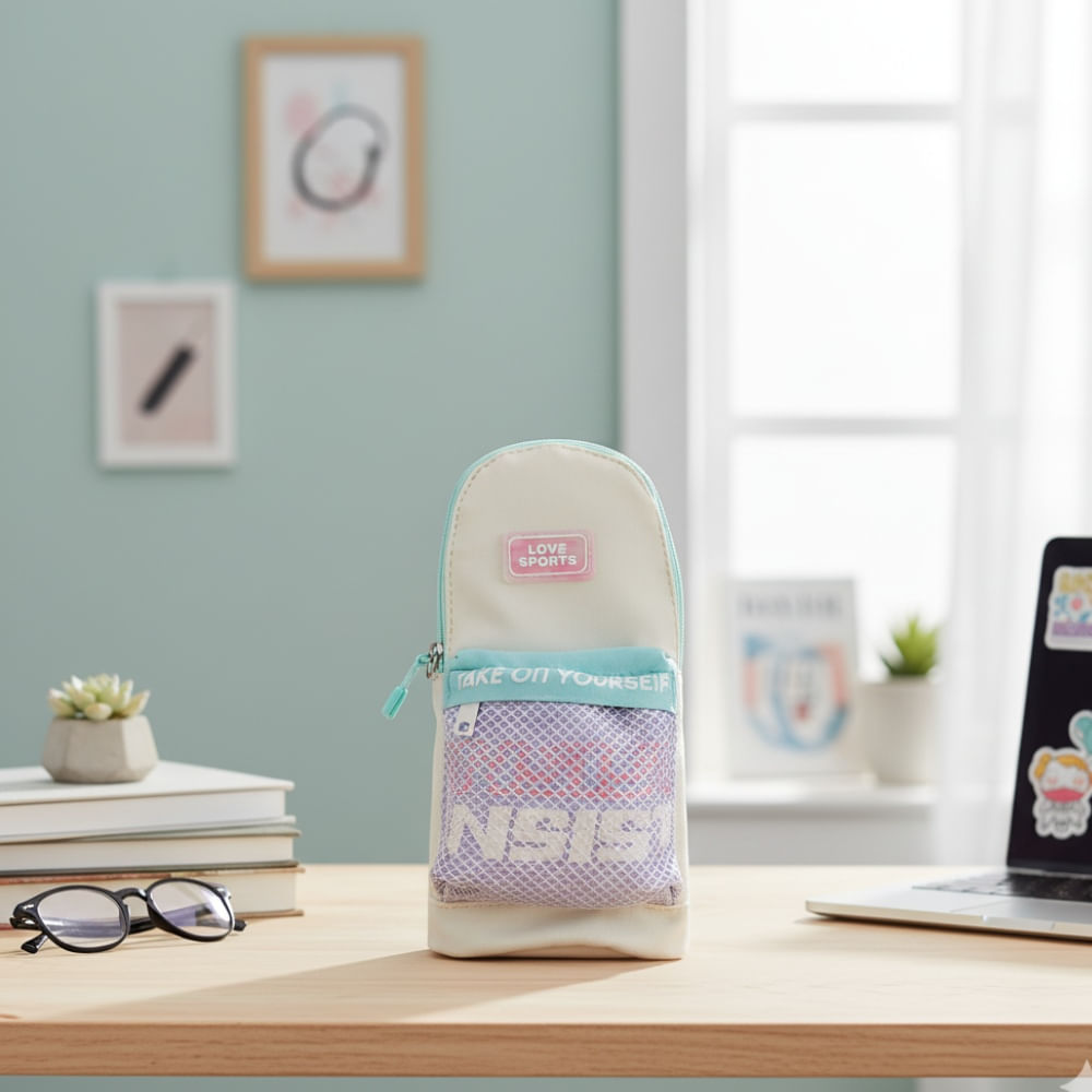 Cartuchera kawaii Crema 2 Bolsillos