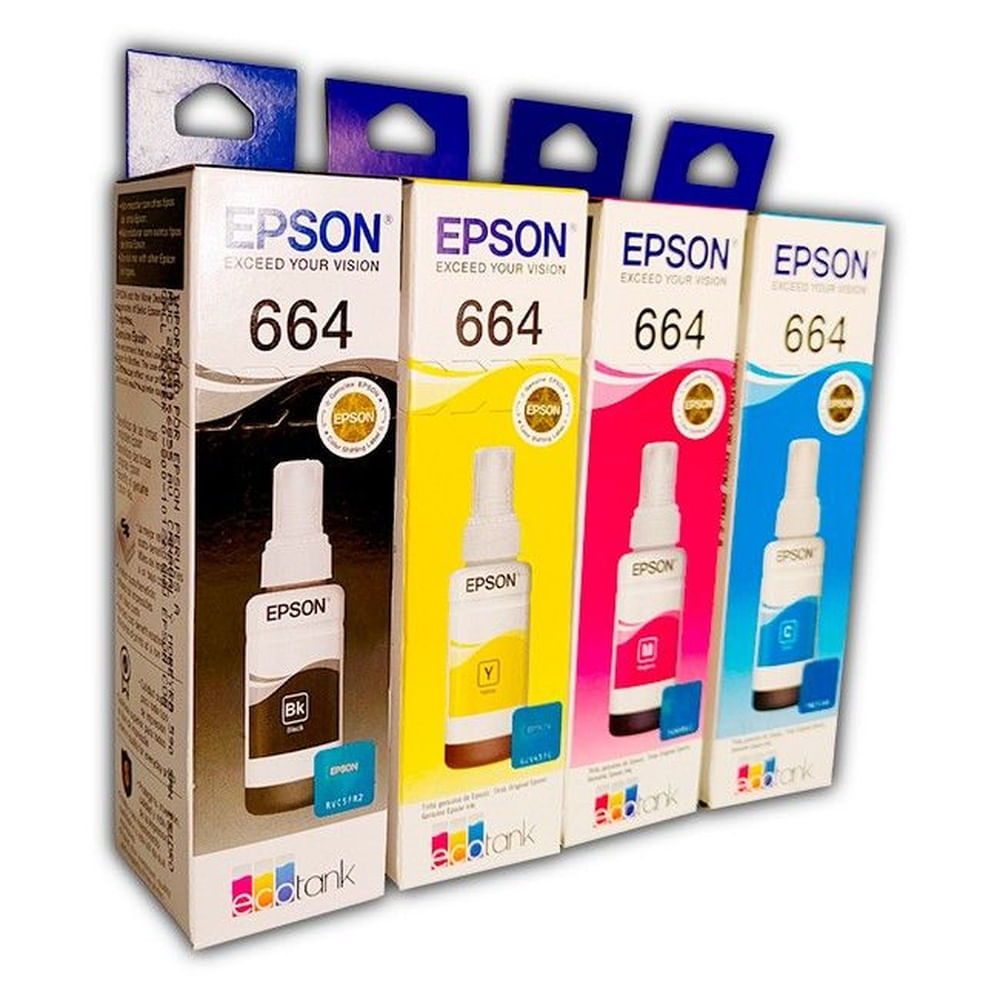 KIT DE 4 TINTAS EPSON 664 COLORES