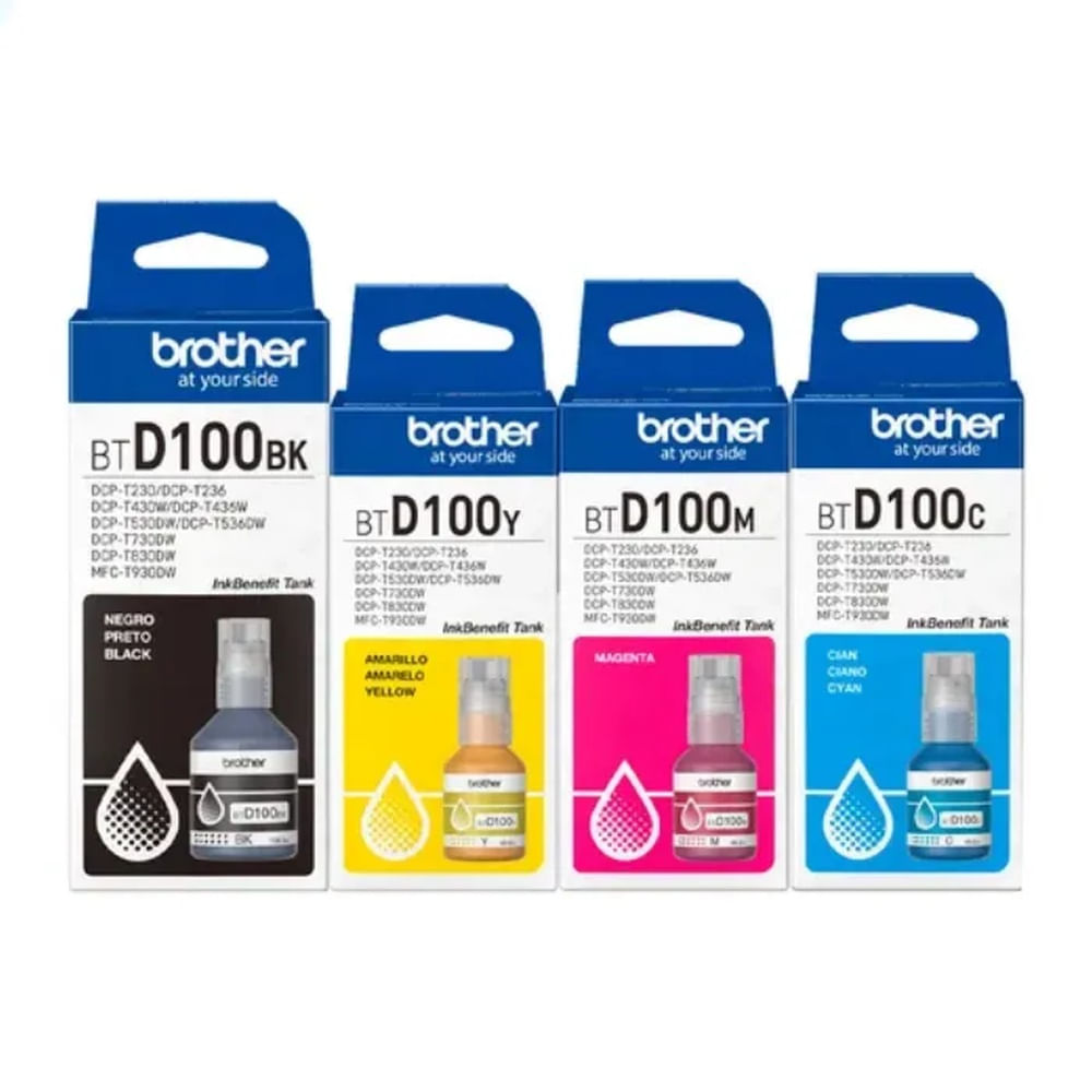TINTAS BROTHER BTD100 PACK COMPLETO 4 UND