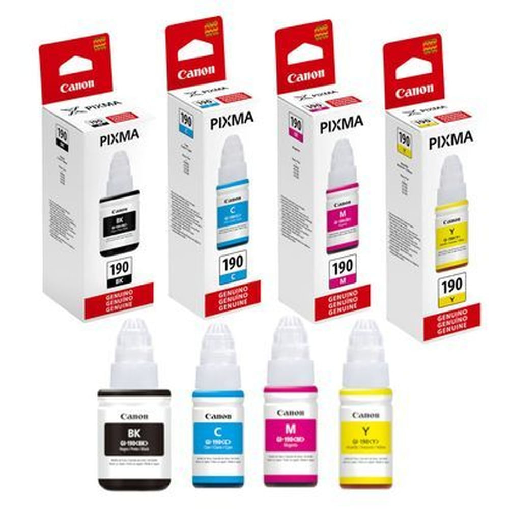 TINTA CANON GI-190 KIT DE 4 COLORES PACK COMPLETO