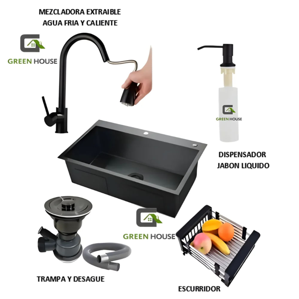 COMBO 81x48x23CM LAVADERO DE COCINA MODELO POZON MEZCLADORA