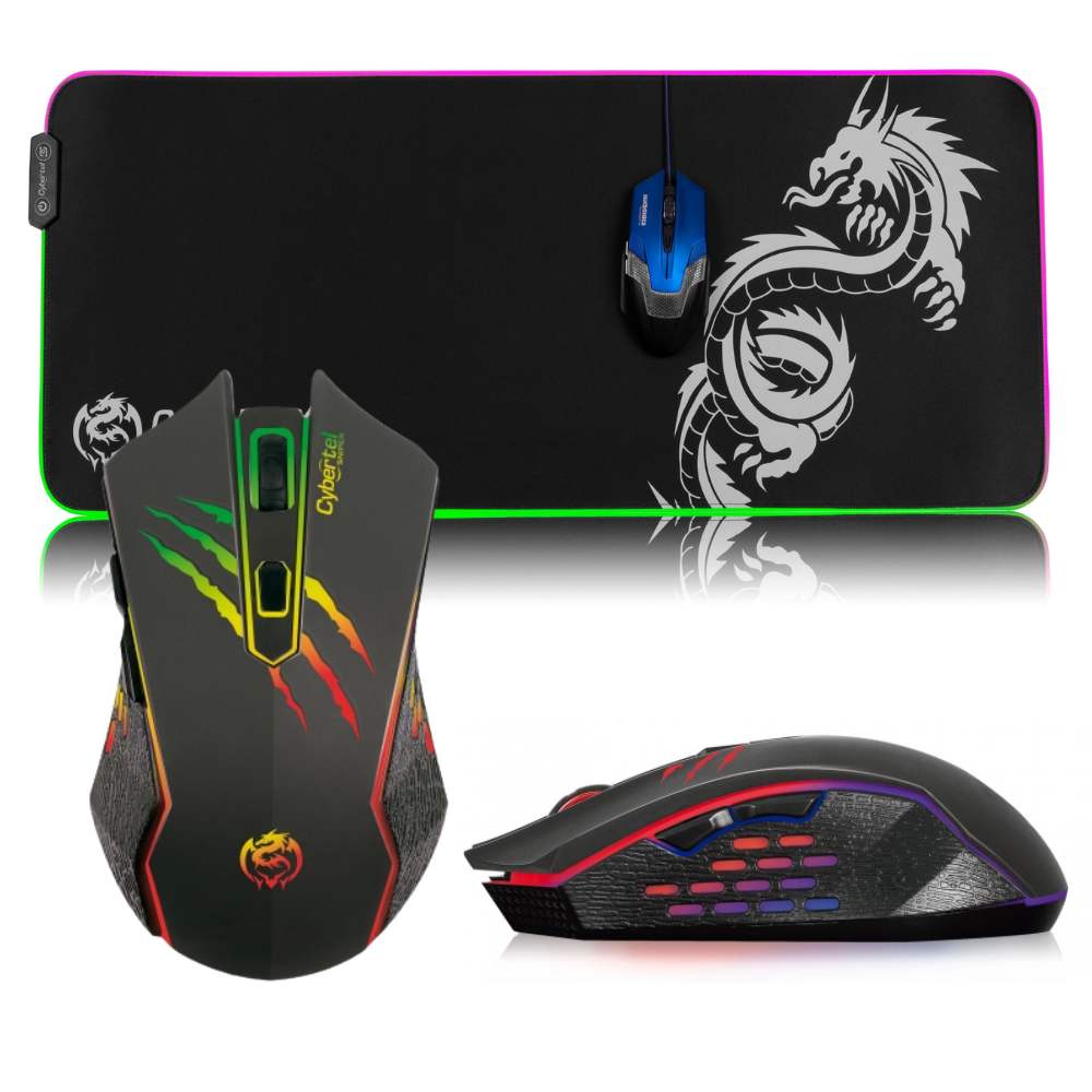 Pack Mouse Sniper CYB M517 Gamer USB RGB 3200DPI + Mouse Pad Cybermax CYB FX108 Con RGB