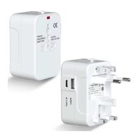 Adaptador Internacional Enchufe Universal Viajero 110v 220v mas 1 USB y 1 tipo C