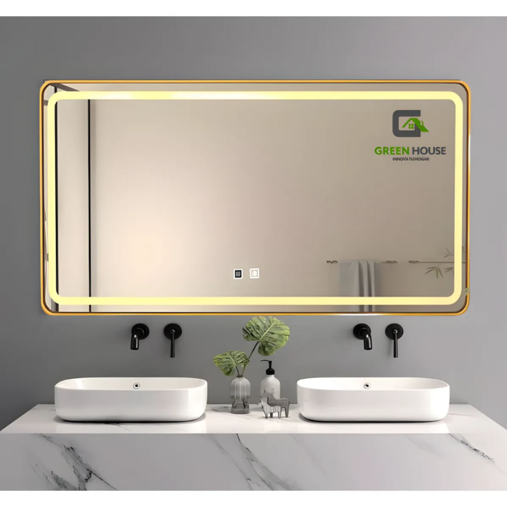ESPEJO MOD LUXOR LED ANTIEMPAÑO 60x80cm FILO DORADO