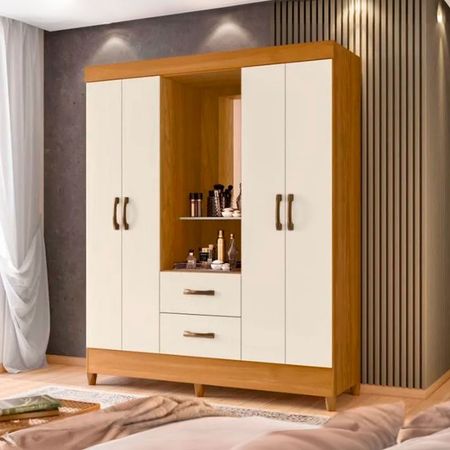 Ropero Ale 4 Puertas 2 Cajones + Espejo Roble Off White