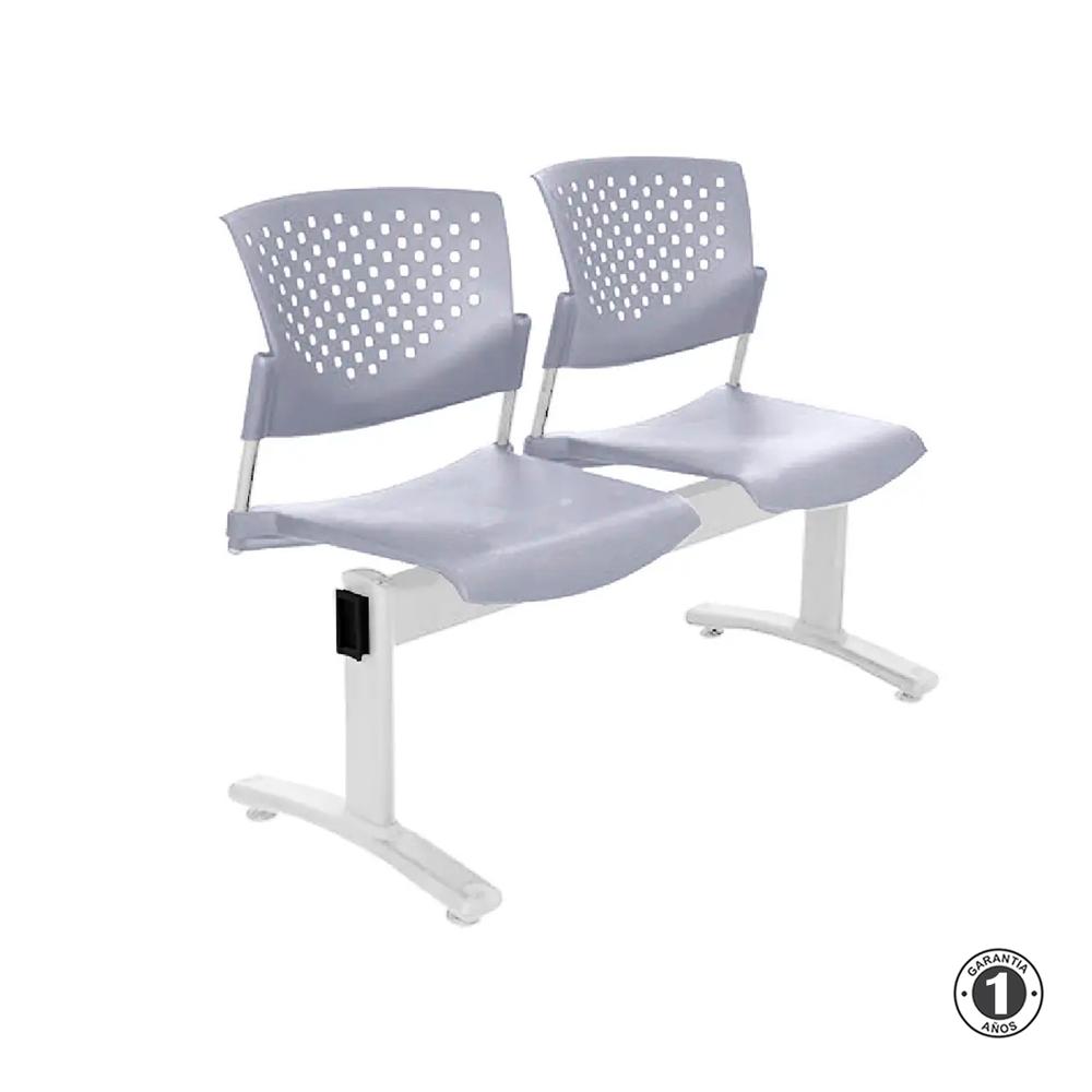 Tandem De Espera Butterfly Gris 2 Asientos Estructura Gris Althea Confort