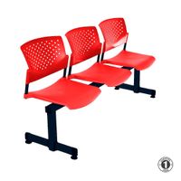 Tandem De Espera Butterfly Ve Rojo 3 Asientos Estructura Negro Althea Confort
