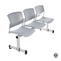 Tandem De Espera Butterfly Gris 3 Asientos Estructura Gris Althea Confort