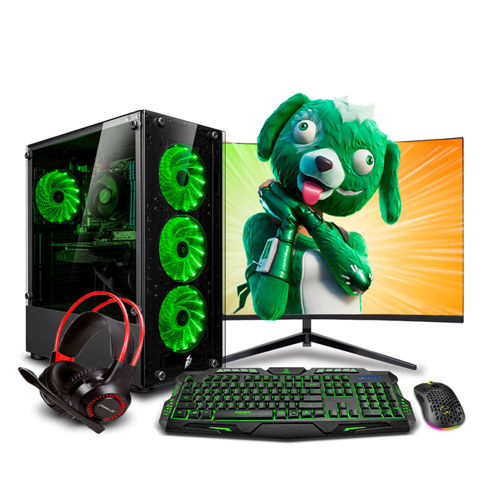 COMPUTADORA PC GAMER DRACO GREEN CORE I5 10400F 16GB 500GB 24 RTX3050 6GB MI PC LISTA MIPCLISTA