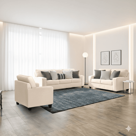 Juego de Sala Raven 3-2-1 y Banqueta Beige