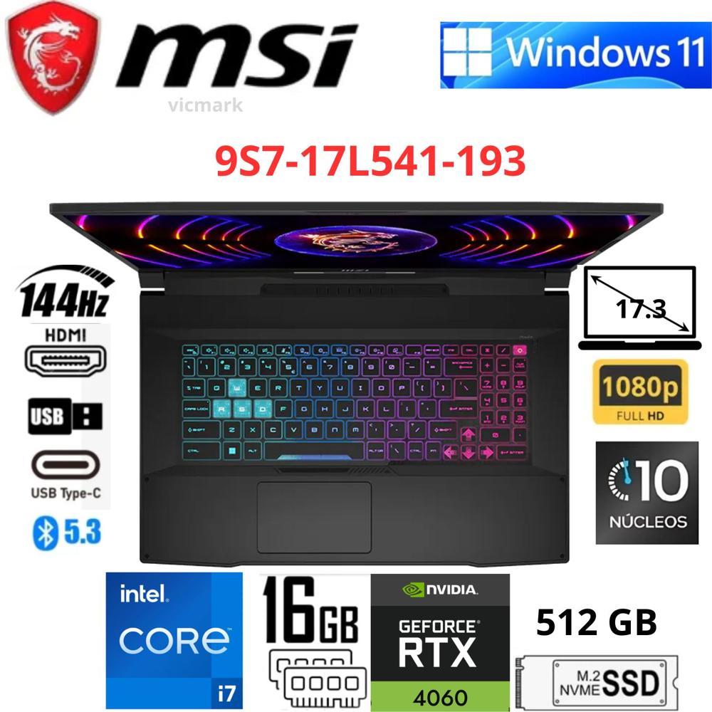 Laptop Gamer MSI B13VFK-1293PE FHD 144Hz Core i7-13620H RTX 4060 8GB 16GB DDR5 512GB SSD