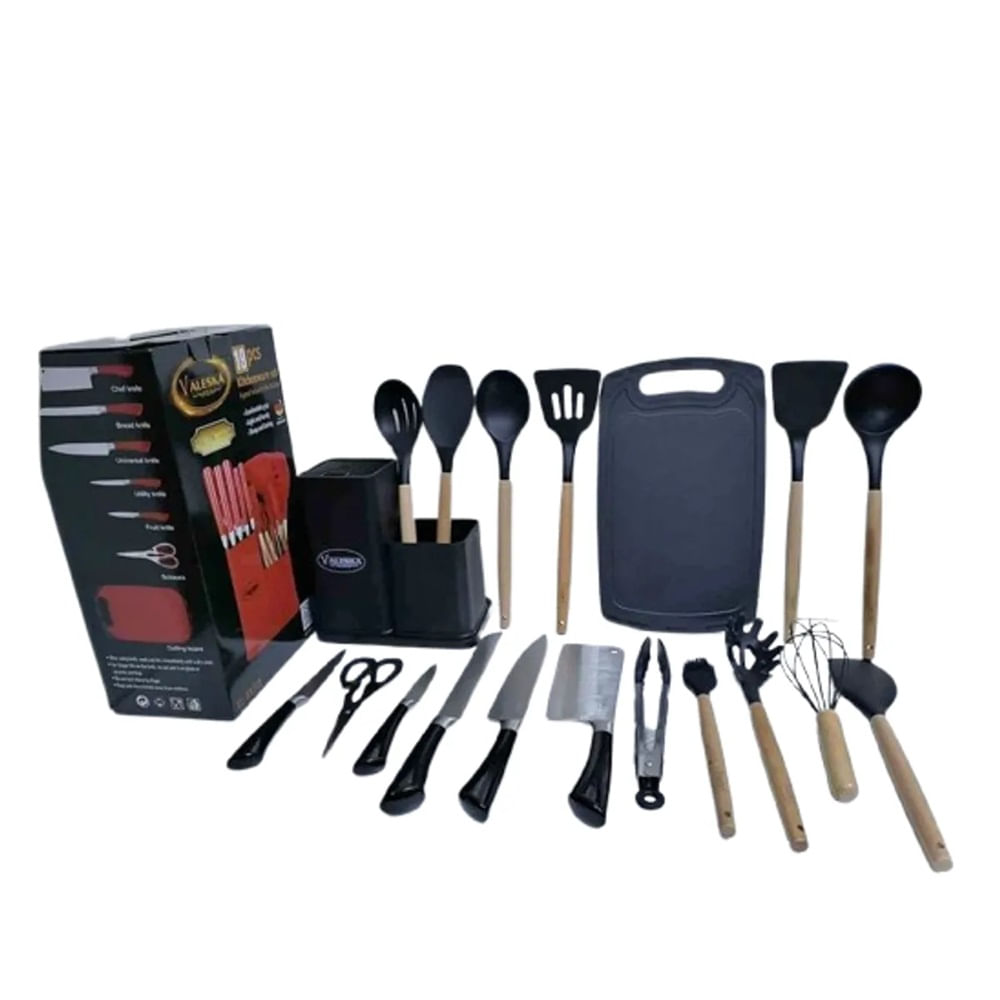 UTENCILIOS DE COCINA VALESKA NEGRO 19 PIEZAS