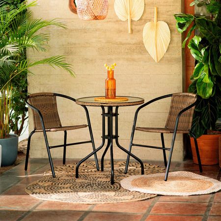 Juego de Terraza Balconero New Bistro Marrón 2 Personas Orange