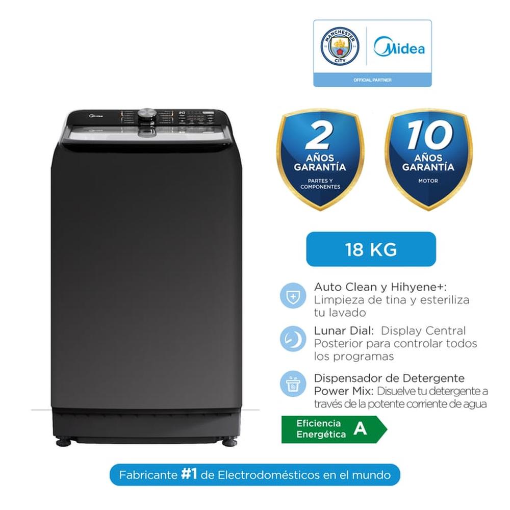Lavadora Midea 18kg  Automatica MA512W180/T-PE Titanium.