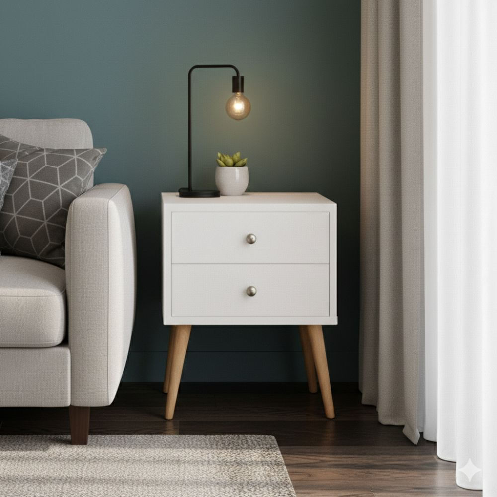 Velador Mesa de Noche Lauren Blanco - Masiva Home