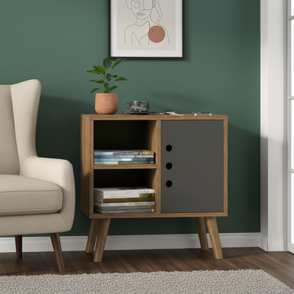 Velador Mesa de Noche Trimagasti Plomo - Masiva Home