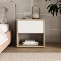 Velador Mesa de Noche Arden Beige y Blanco - Masiva Home