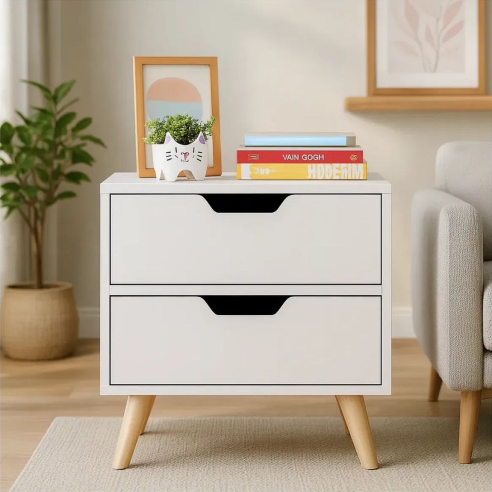 Velador Mesa de Noche Mariana Blanco - Masiva Home