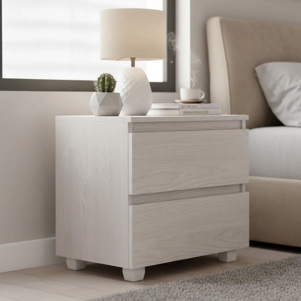 Velador Mesa de Noche Madeleine Blanco - Masiva Home