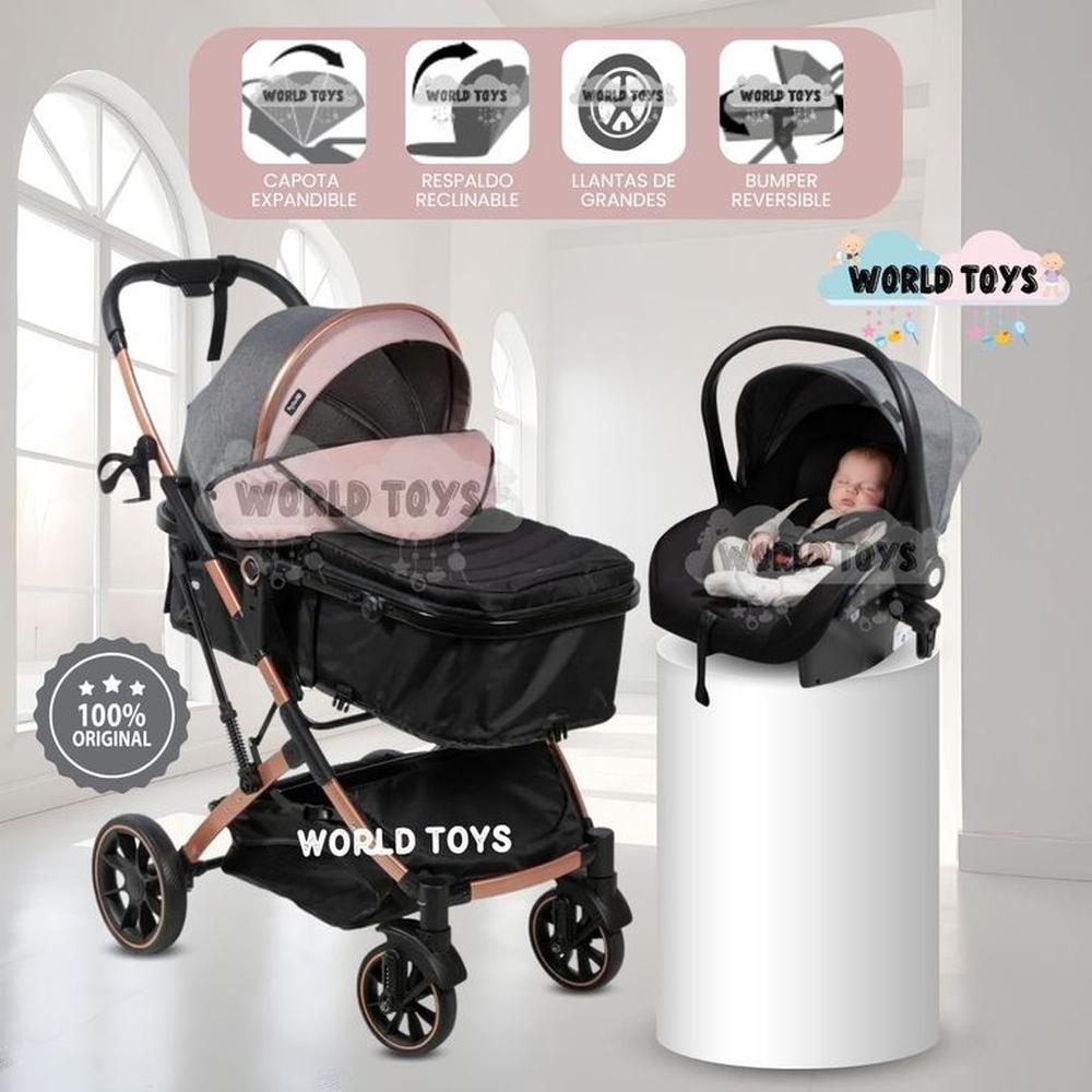 Coche Moisés Travel System CLINT PRIME con Porta Bebé Pink