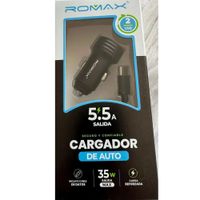 Cargador De Carro 60w Romax Usb Y Tipo C Negro carga rápida