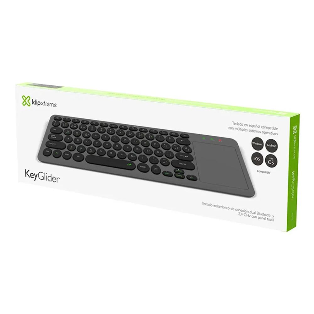 TECLADO INALÁMBRICO KLIP XTREME KCK-550S ESPAÑOL DUAL BLUETOOTH 5.0 / 2.4GHZ TOUCHPAD GRIS/NEGRO