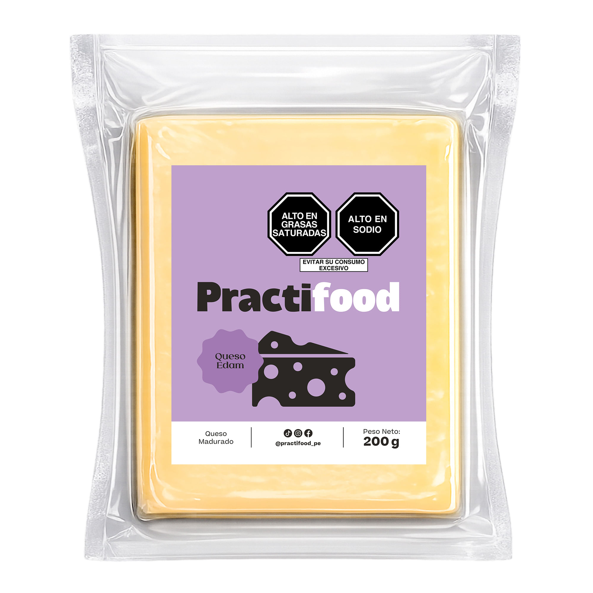 Queso Edam en Tajadas PRACTIFOOD Paquete 200g