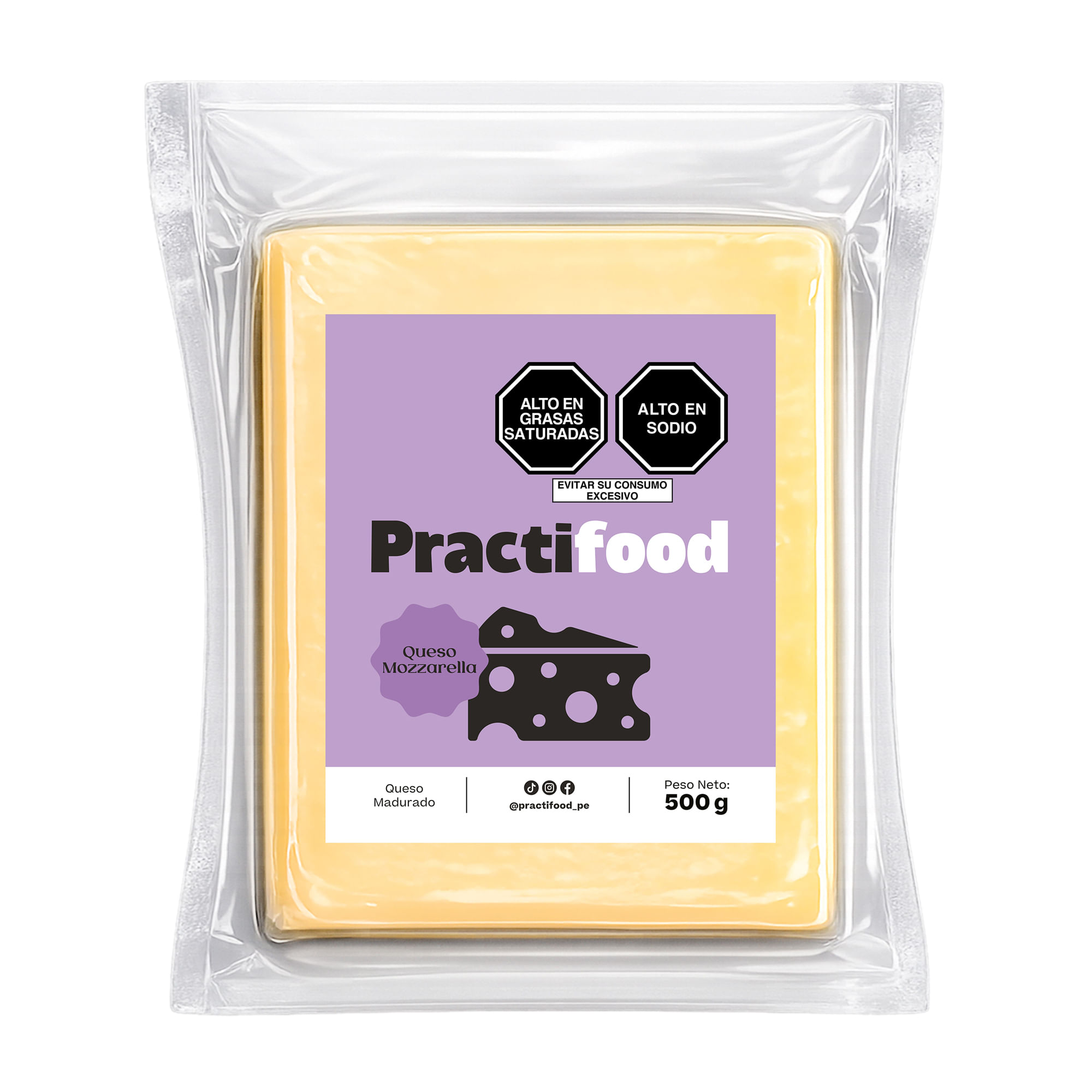 Queso Mozzarella en Tajadas PRACTIFOOD Paquete 500g