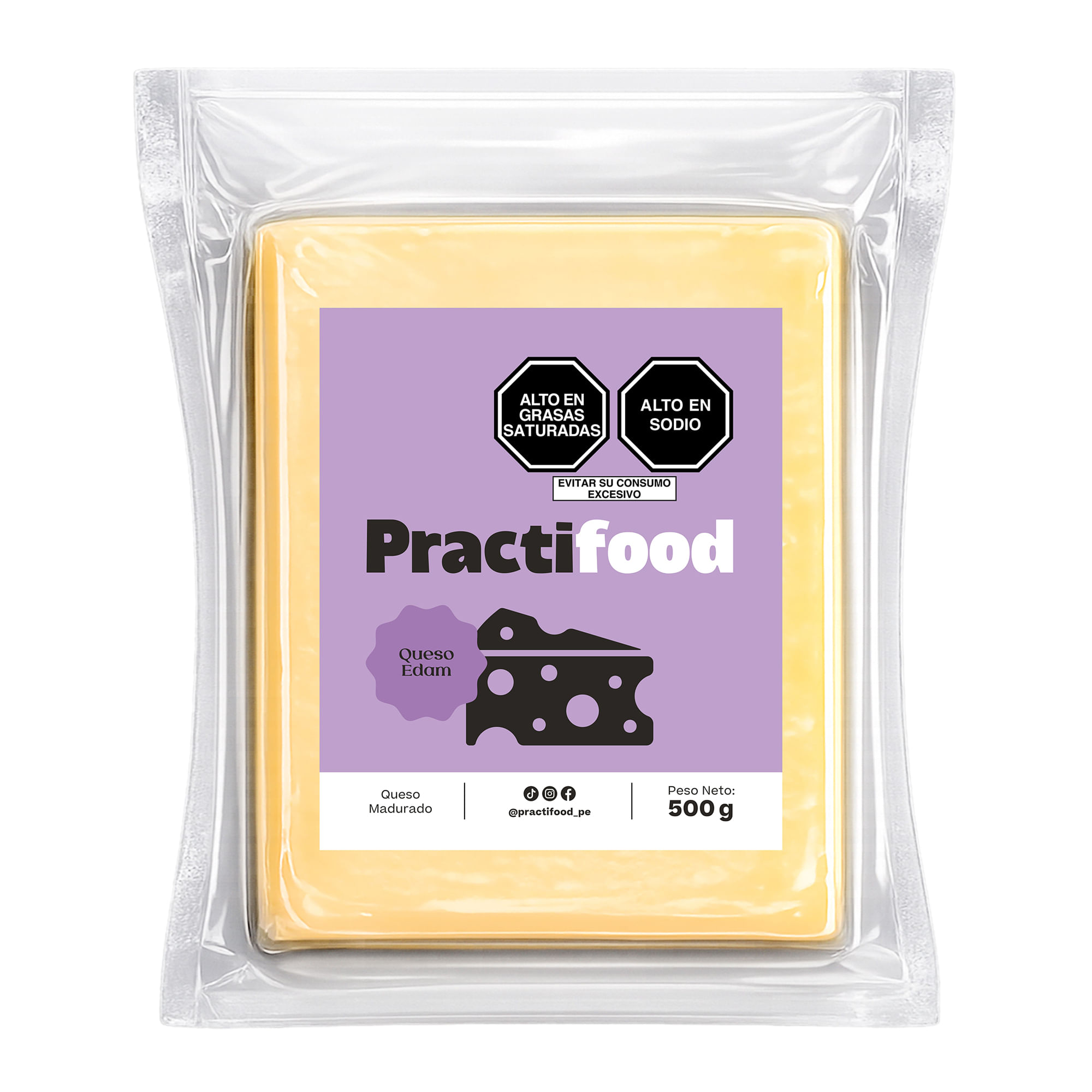 Queso Edam en Tajadas PRACTIFOOD PLAZAVEA Paquete 500g