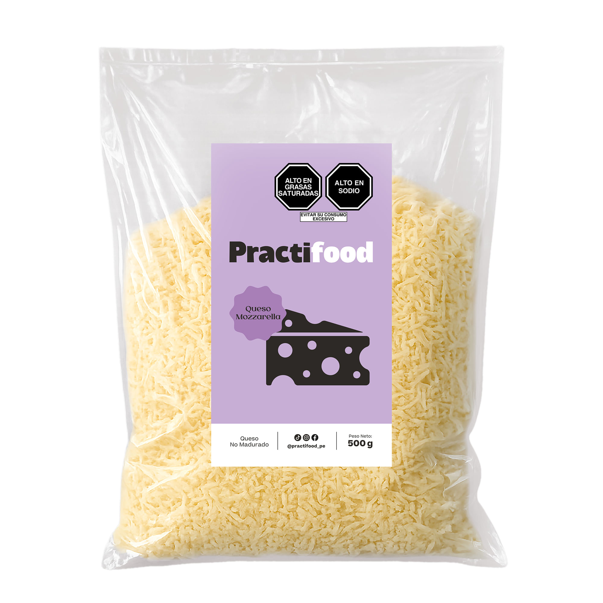 Queso Mozzarella Rallado PRACTIFOOD PLAZAVEA Paquete 500g