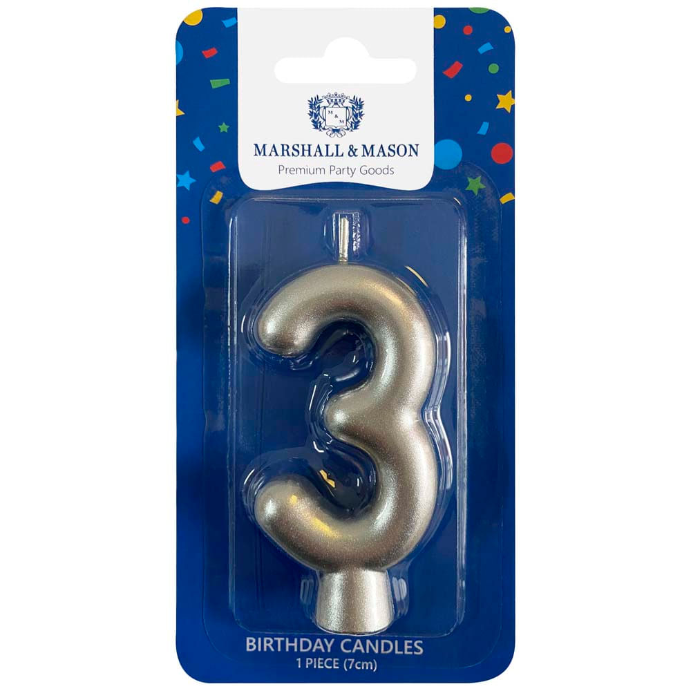 Vela de Cumpleaños MARSHALL & MASON Plata #3