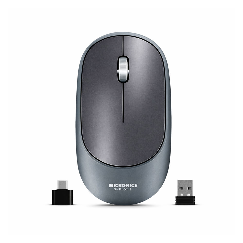 Mouse Micronics Shelby 3 Bluetooth WiFi Recargable Click Silencioso Plomo
