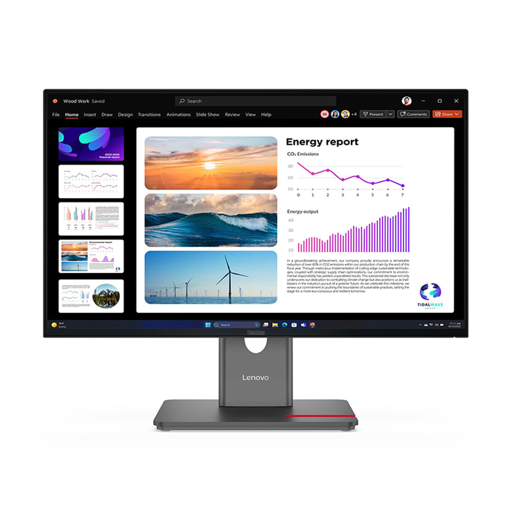 Monitor Plano Lenovo ThinkVision P24Q-40 23.8"" QHD conectividad HDMI DP USB-A USB-B USB-C