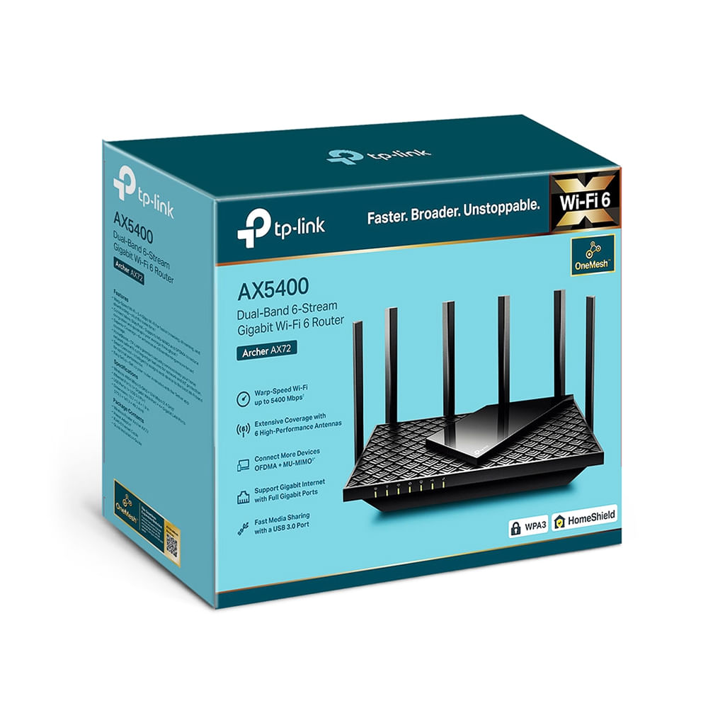 TP-LINK Archer AX72 V1 Enrutador Wi-Fi 6 Doble Banda 1GbE 4 Puertos Alta Velocidad