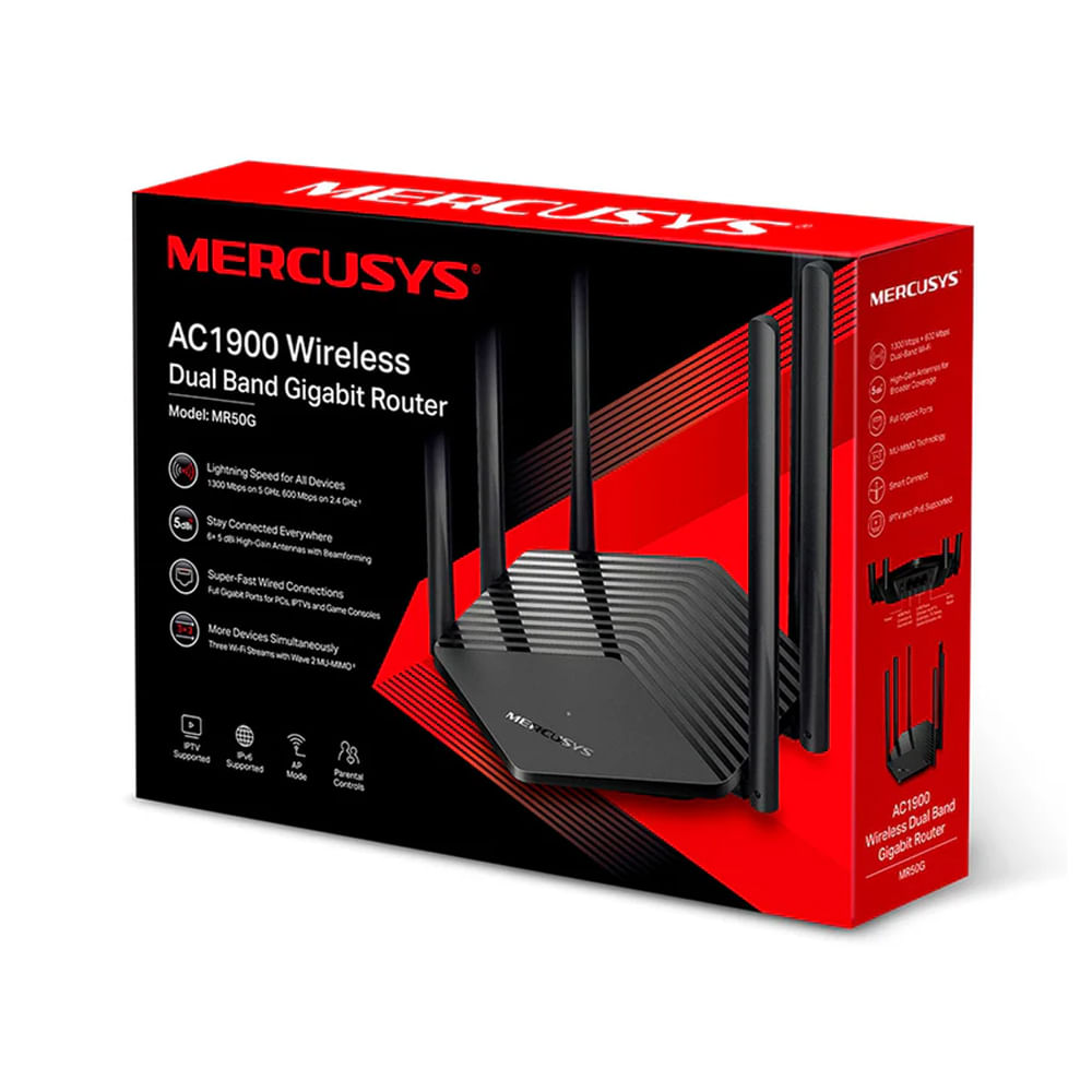 Mercusys MR50G V1 Enrutador Inalámbrico Doble Banda 1GbE Wi-Fi 5 1200Mbps Negro