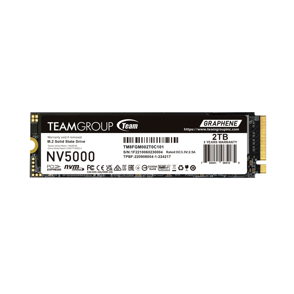 SSD TeamGroup NV5000 2 TB M.2 PCIe 4.0 x4 Almacenamiento Rápido para PCs y Laptops