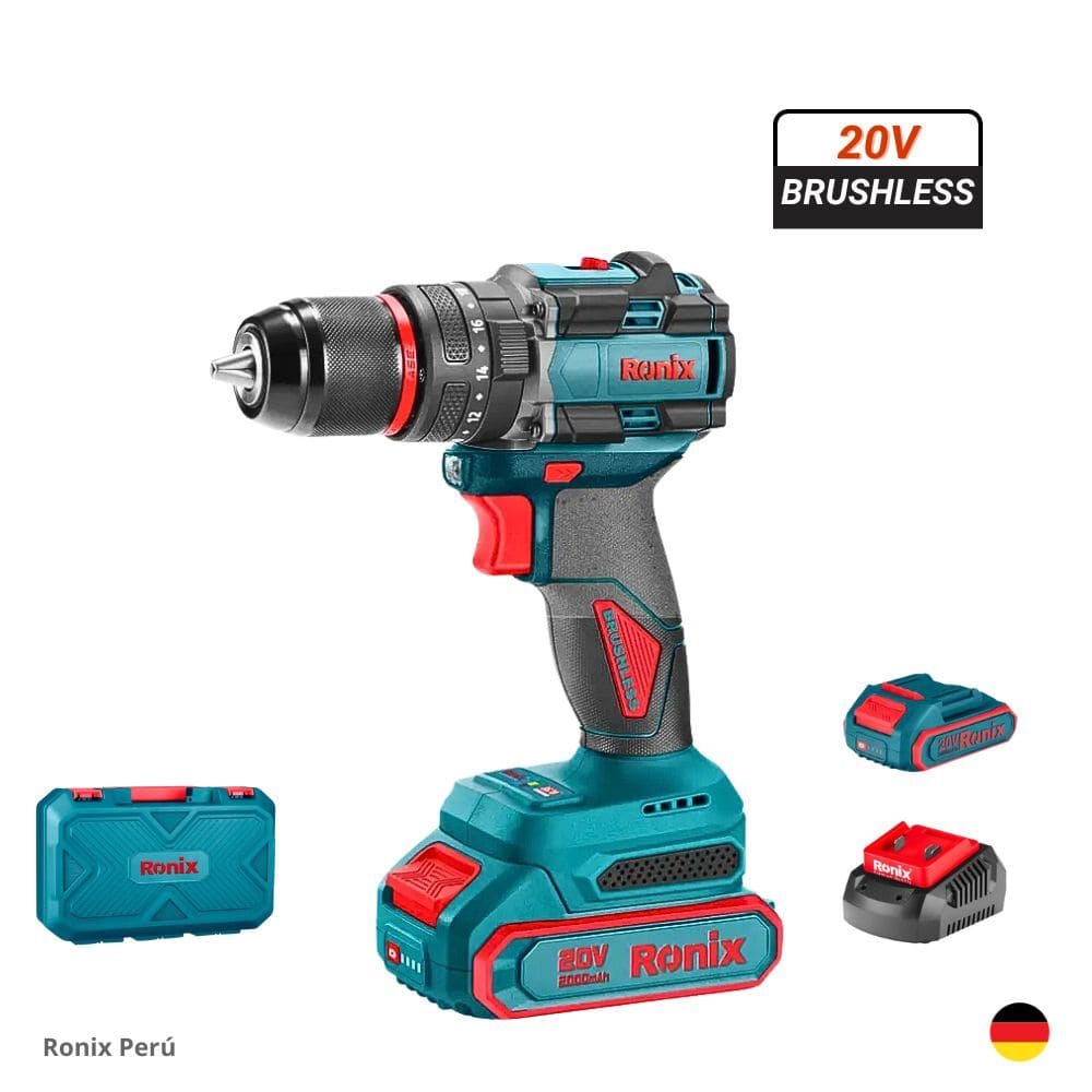 Taladro Percutor Brushless 20V 2Ah Atornillador Inalámbrico RONIX 8670