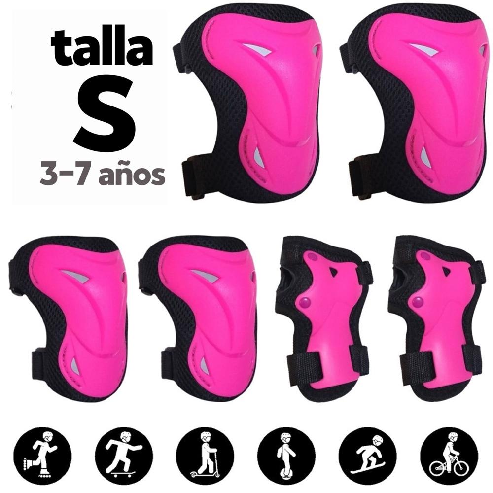 Kit Protección Fucsia S para Patines Skate Scooter incluye Rodilleras Coderas Muñequeras