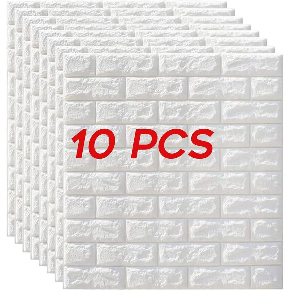 PAPEL TAPIZ BLANCO 3D ADHESIVO SET X 10 UNIDADES