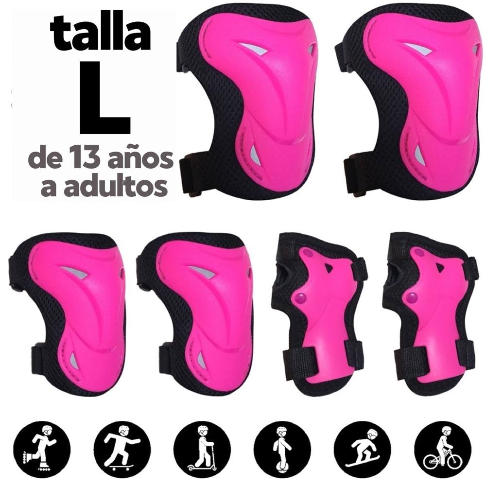 Kit Protección Fucsia L para Patines Skate Scooter incluye Rodilleras Coderas Muñequeras