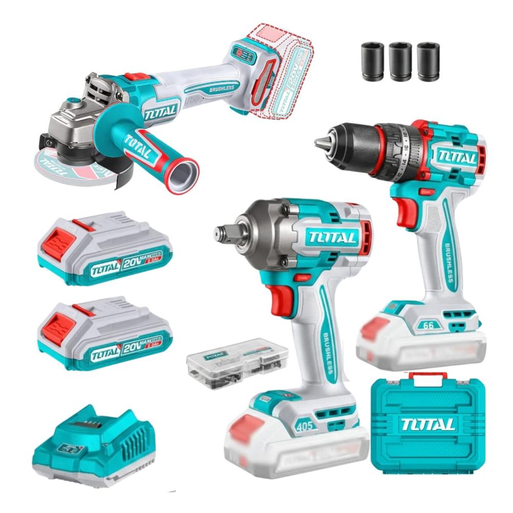 Combo Taladro percutor + Llave de impacto + Amoladora Total TCKLI20286-TAGLI27153