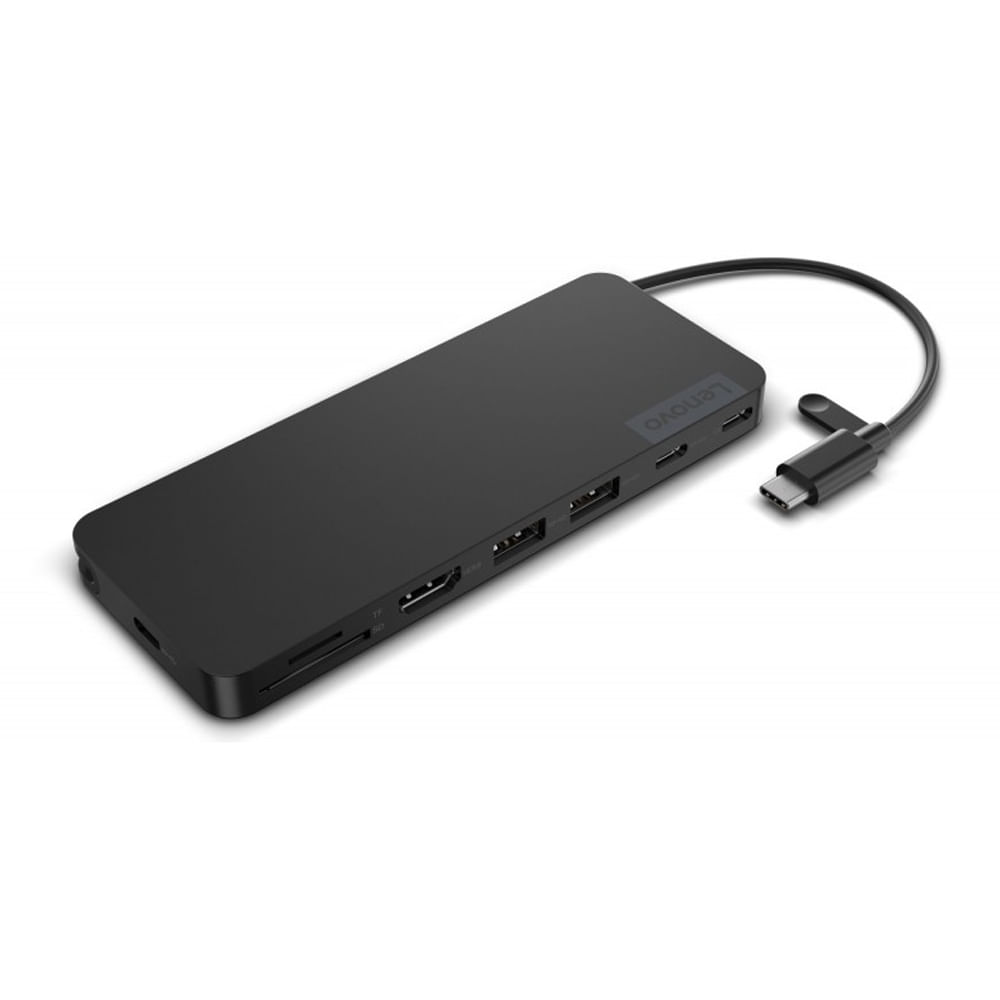 Hub de puertos portátil Lenovo USB-C delgado con conectividad Eclipse Black