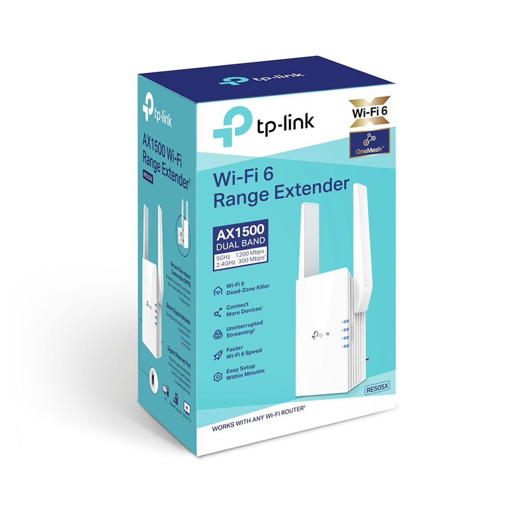 TP-Link RE505X Extensor de Red Wi-Fi 6 AX1500 300Mbps 2.4GHz 867Mbps 5GHz 2 Antenas Externas