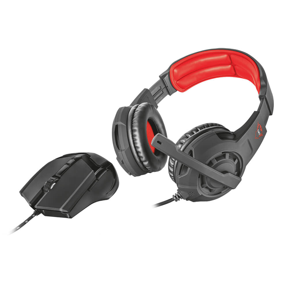 Audífono Trust GXT 784 con micrófono y mouse, conectividad USB, color negro