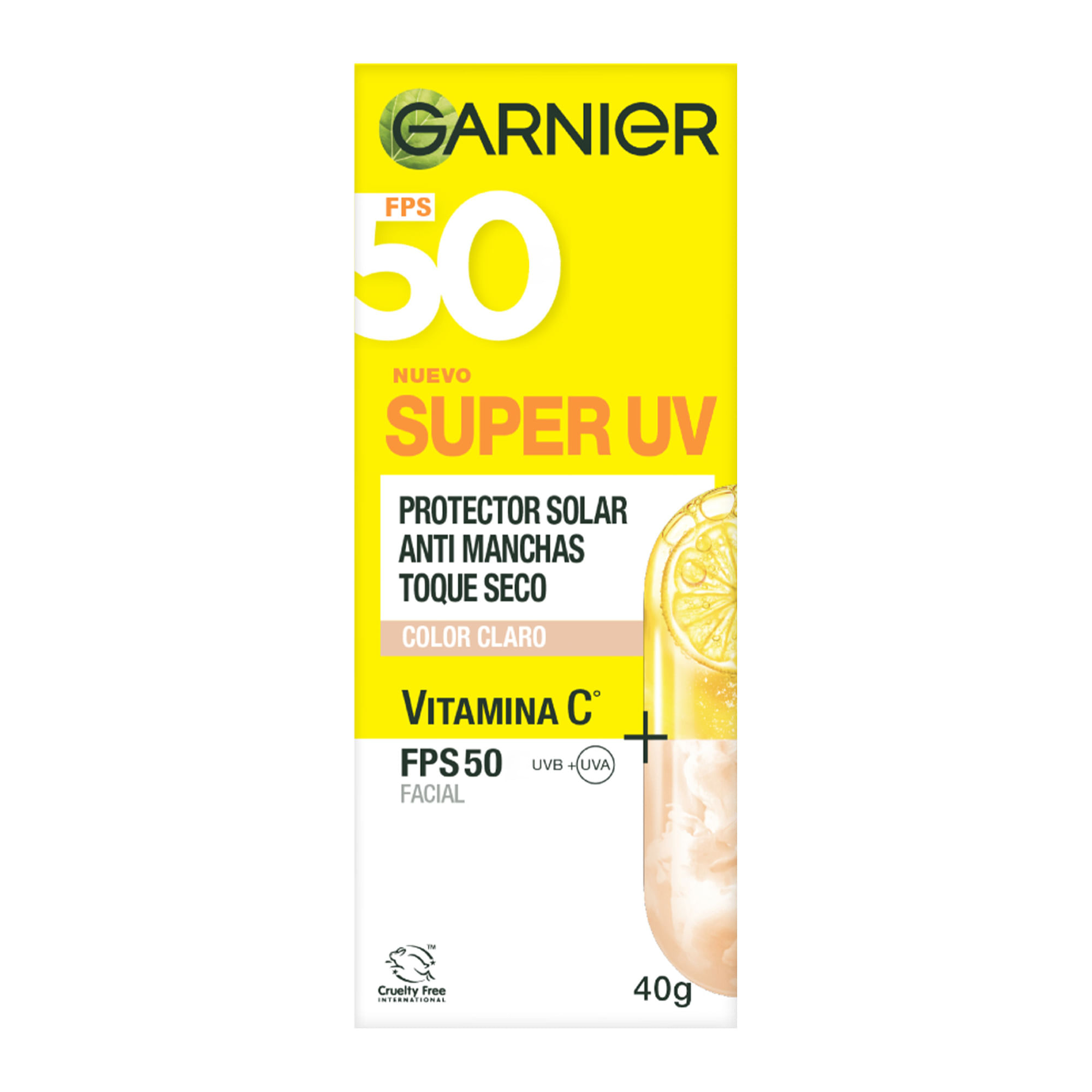 Bloqueador Facial GARNIER Súper UV Color Claro F50 Frasco 40g
