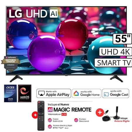 Televisor LG 55'' Ultra HD 4K AI ThinQ 55UA7300PSB 2025 - Antena Digital - Magic Remote